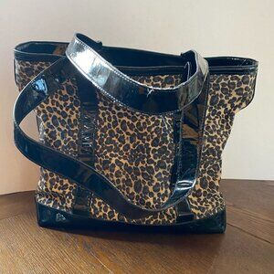 VGUC Modern Vintage Bloomingdale Zippered Leopard Shopper Tote Handbag